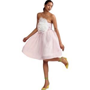 Anthropologie CYNTHIA ROWLEY Women's Organza Flower Strapless/ size 2